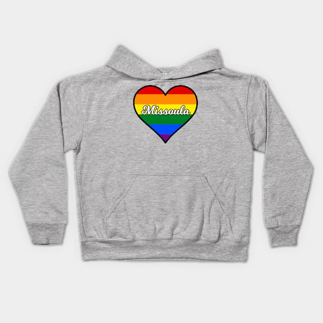 Missoula Montana Gay Pride Heart Kids Hoodie by fearcity